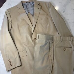 Brooks Brothers 1818 Fitzgerald 2 Piece Suit Set Mens 44R Pants 38 Khaki Casual